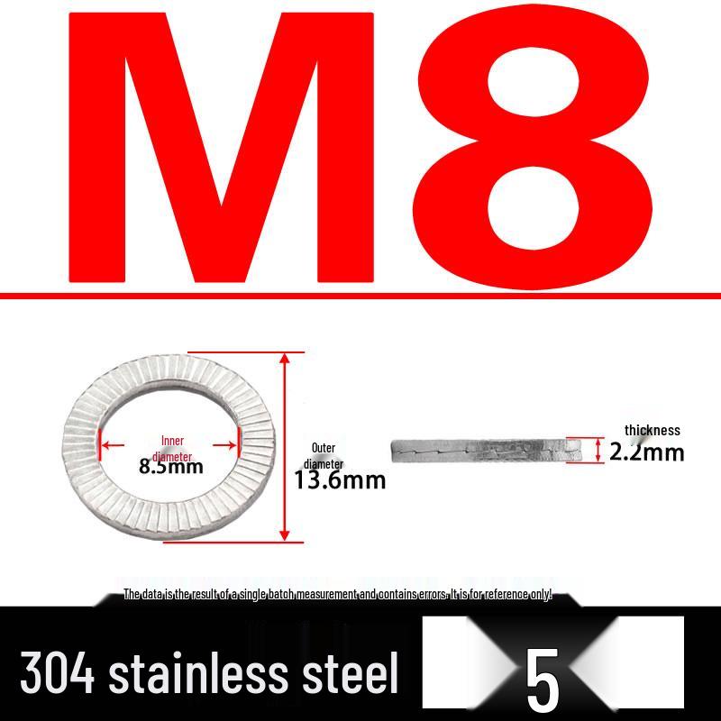 Double-Stacked Interlocking Toothed Anti-Slip Lock Washer 304 Stainless Steel DIN25201