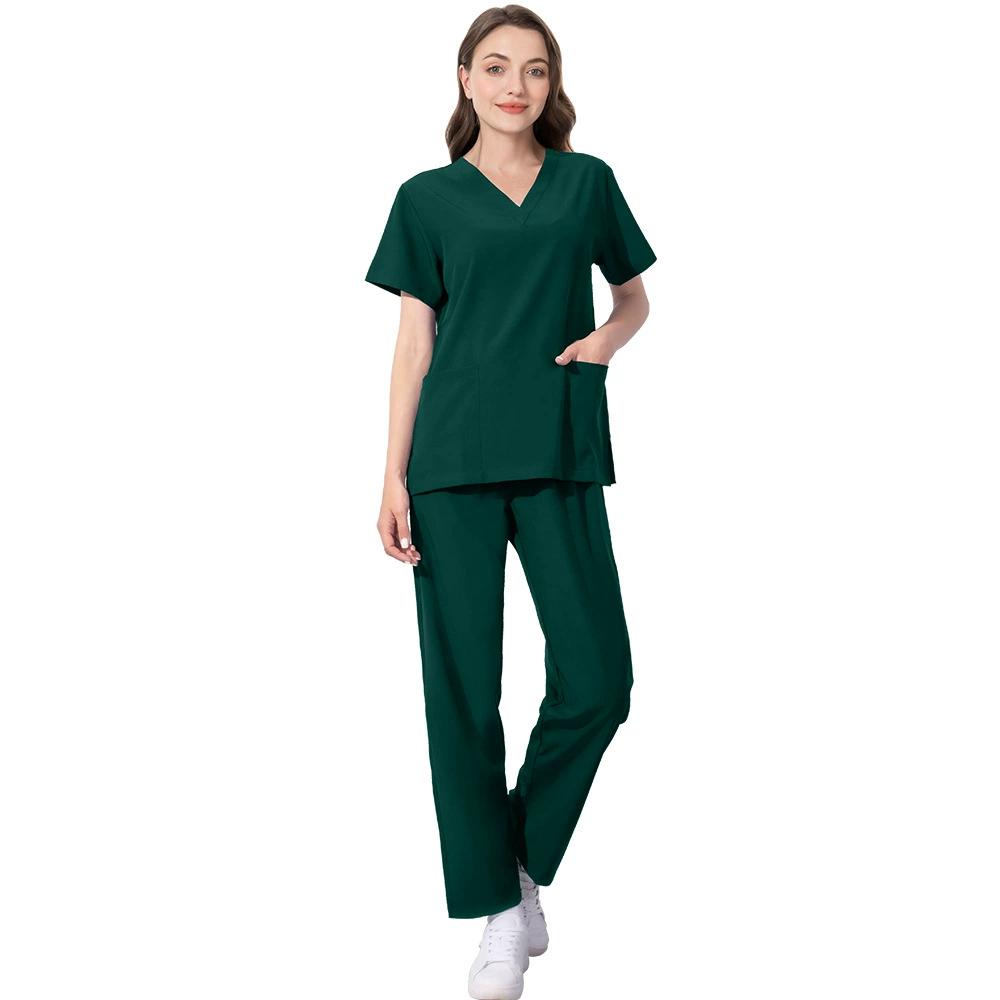 Stretch Quick-drying Surgical Gown Hospital Nurse's Suit Beauty Salon Work Clothes V-neck Split Hand-washing Gown