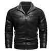 Men's Multi-Pocket Plush Thickened PU Leather Jacket Business Casual Jacket