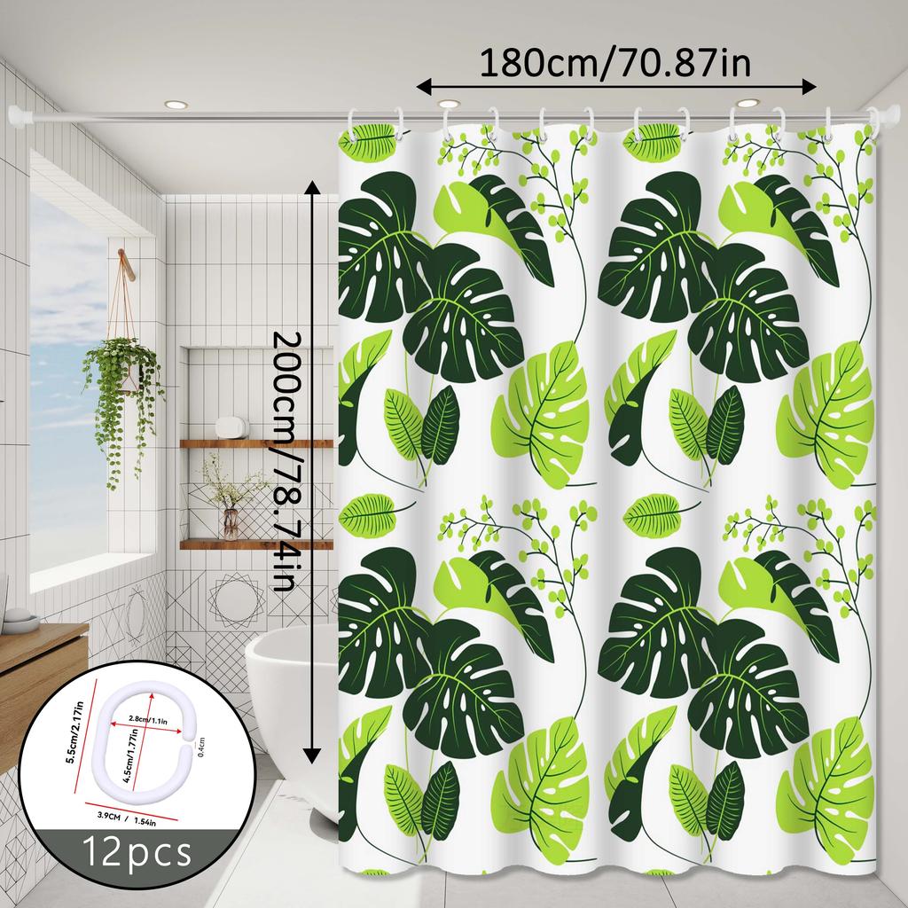 Fresh and Natural Style Turtle Leaf Bathroom Partition Curtain, Bathroom Hanging Curtain, Dry and Wet Separation Curtain