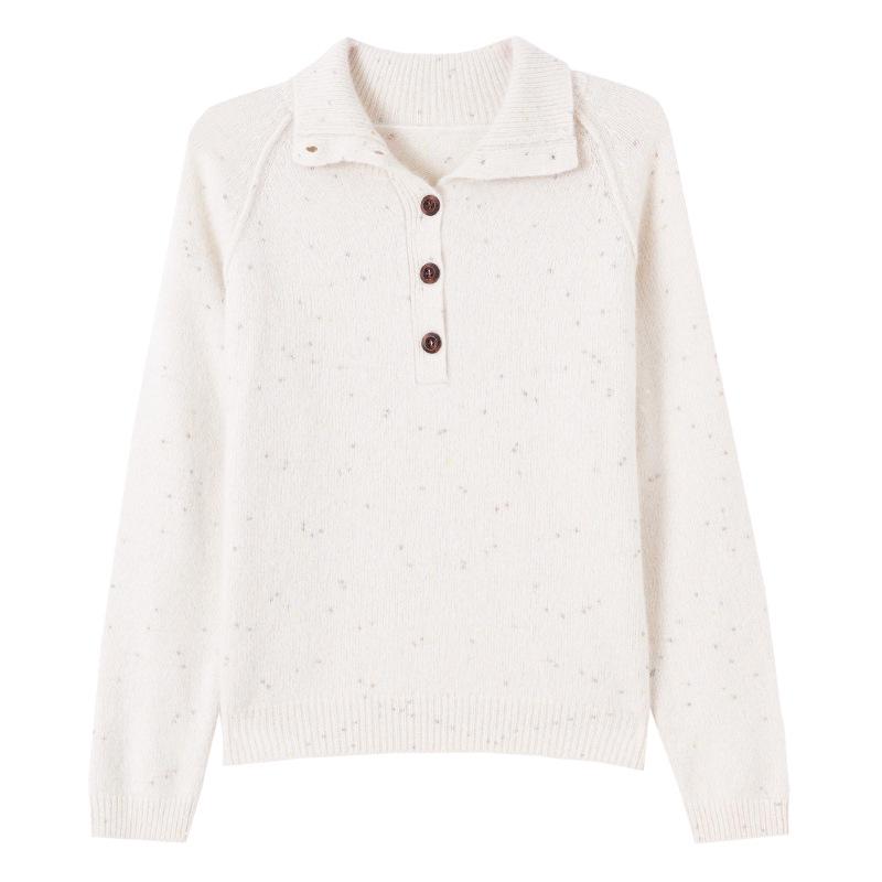 Women's Color-Block High-Neck Cashmere and Wool Sweater with Sequin Details, Tummy-Tucking Design
