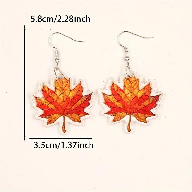 Cross-border New Autumn Maple Leaf Earrings, Flat Acrylic, Thanksgiving Atmosphere In Europe and America, Leaf Earrings Jewelry