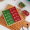 50pcs Vintage Christmas Sealing Stickers,Golden Foil Merry ChristmasTree Designs In Green,Red-Self-Adhesive Kraft Paper Labels