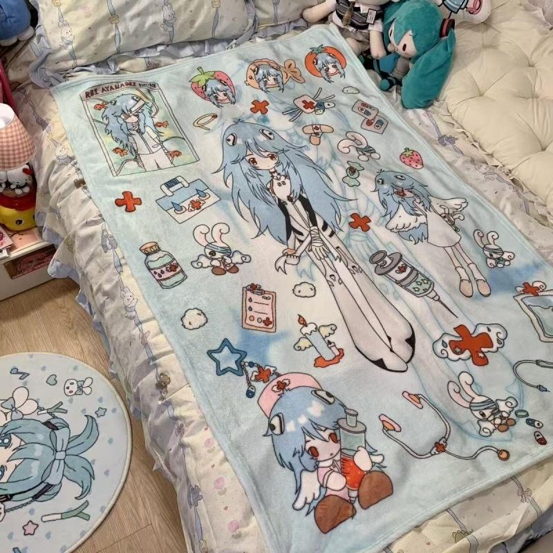 Anime Asuka Neon Genesis Evangelion Rei Ayanami Flannel Blanket Comfortable Keep Warm Office Nap Sofa Blankets Home Bed Linen