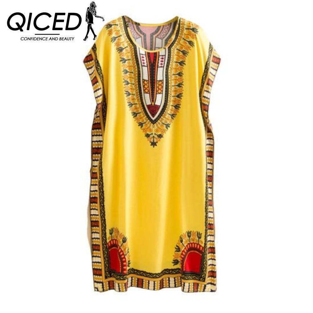 

QICED Летнее платье Геометрический принт Пуловер Один размер Шикарное женское платье миди для дома one size красный