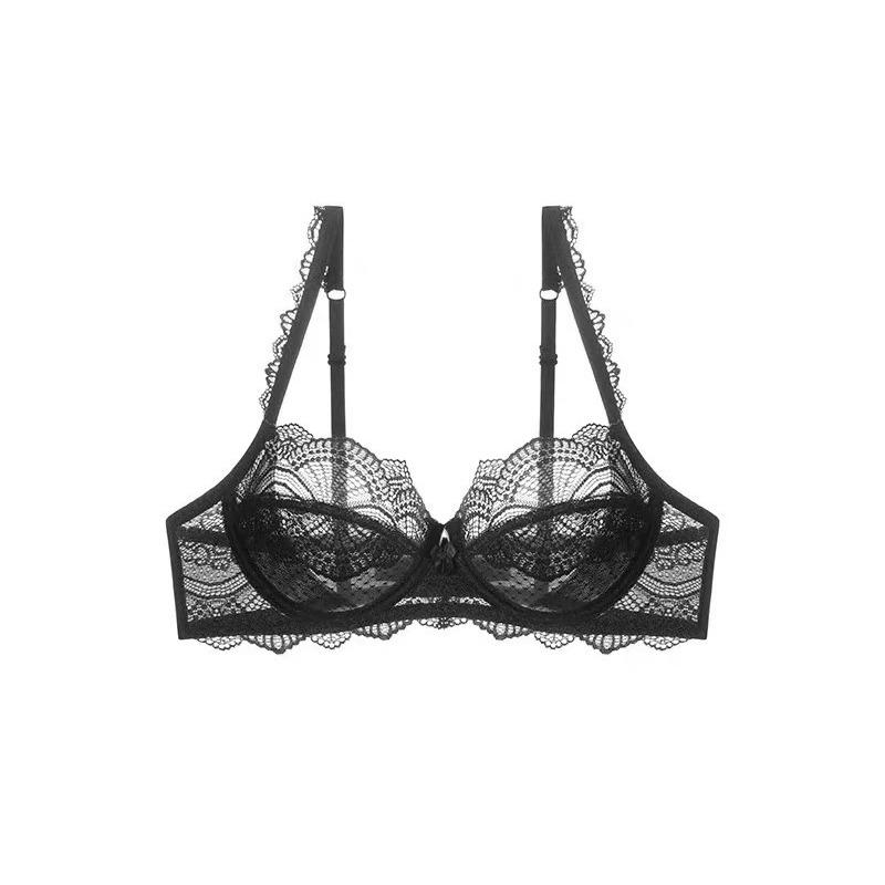 Women's Summer Thin Sexy Lace Soft Underwire Collection Pair of Milk Anti Droop Underwear