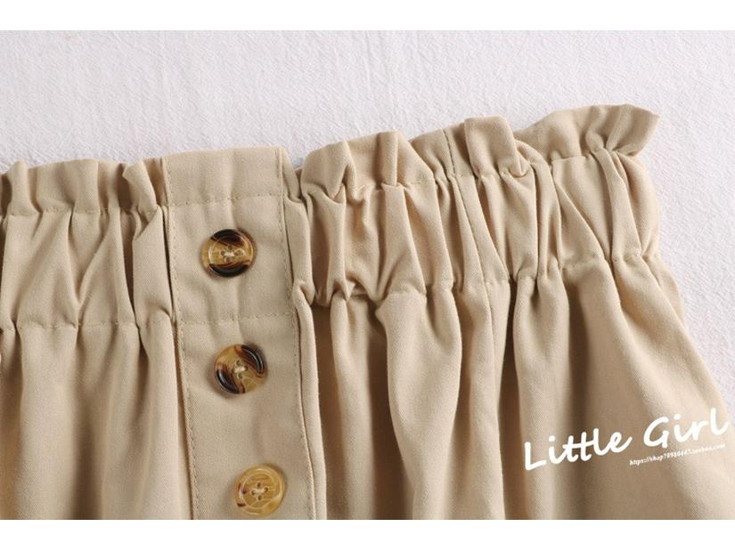 Spring/Summer 2025 Elegant Elastic Waist A-Line Button Skirt for Women