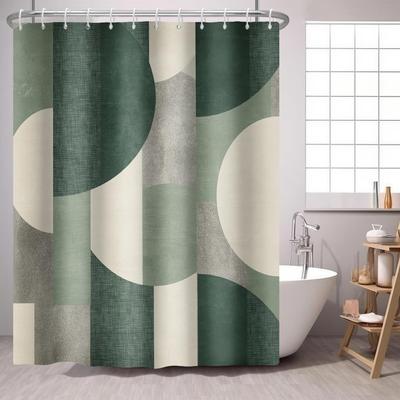 Green Shower Curtain Abstract Modern Geometry Circles Contemporary Style Bath Curtain Bathroom Accessories