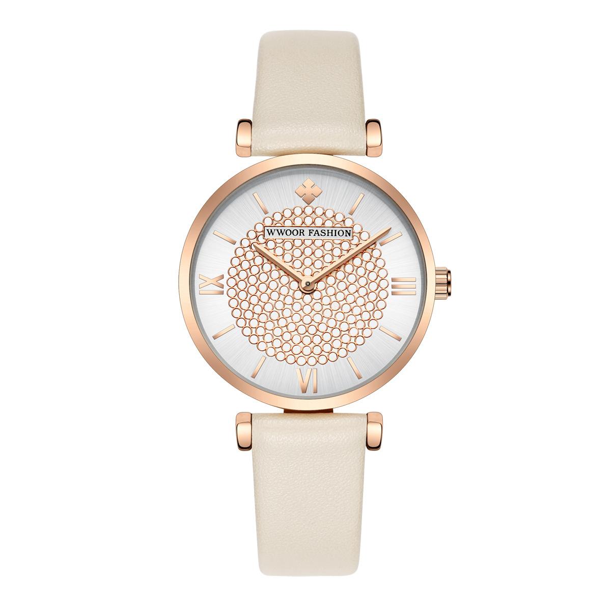 

WWOOR Новый бриллиантовый комплект модные женские часы со стразами циферблат кварцевые часы с поясом