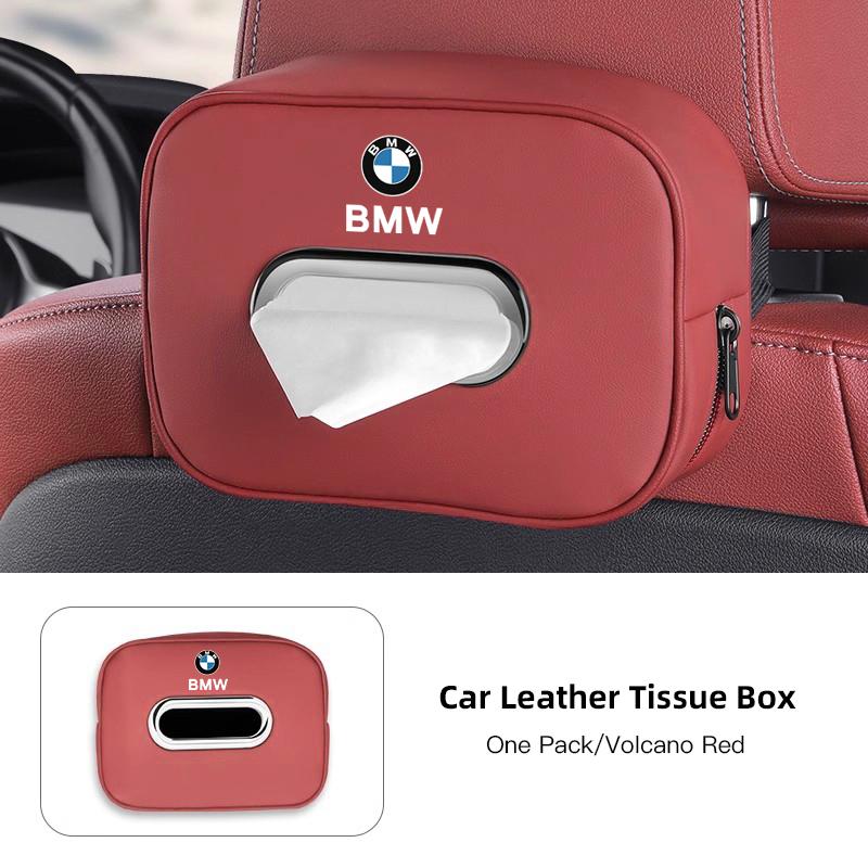 Car Tissue Box Holder Leather Car Armrest Napkin Case Sun Visor Backseat Bag For BMW F30 F10 X1 X2 X3 X4 E28 E90 F20 GT i4 M3 M5 NH8