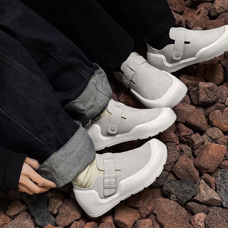 Grubosolne podwyższające Birkenstocki wiosna nowe brzydkie urocze buty z dużą głową skórzane buty jednolite buty codzienne buty na platformie buty Doudou