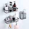 6Pcs Set 6-Hook Style Punch-Free Carbon Steel Storage Basket Bathroom Draining Organization Rack