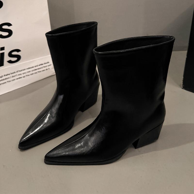 High Boots for Women High Heels Luxury Shoes Chunky Pointed Toe Women Pumps 2025 Winter Elegant Chelsea Botas De Mujer