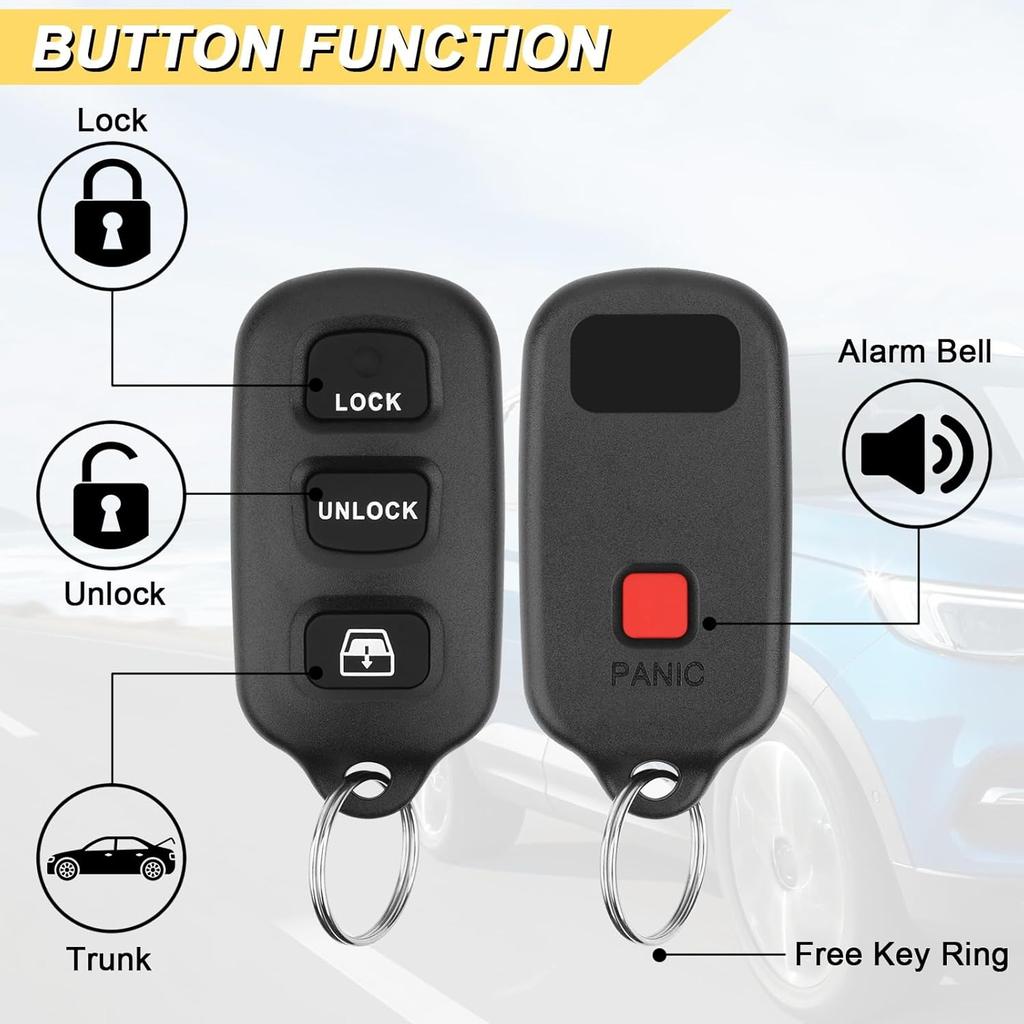 Key Fob Replacement for 1999-2009 Toyota 4Runner/ 2001-2007 Sequoia Car Keyless Entry Remote Control,HYQ12BBX HYQ12BAN,4 Buttons