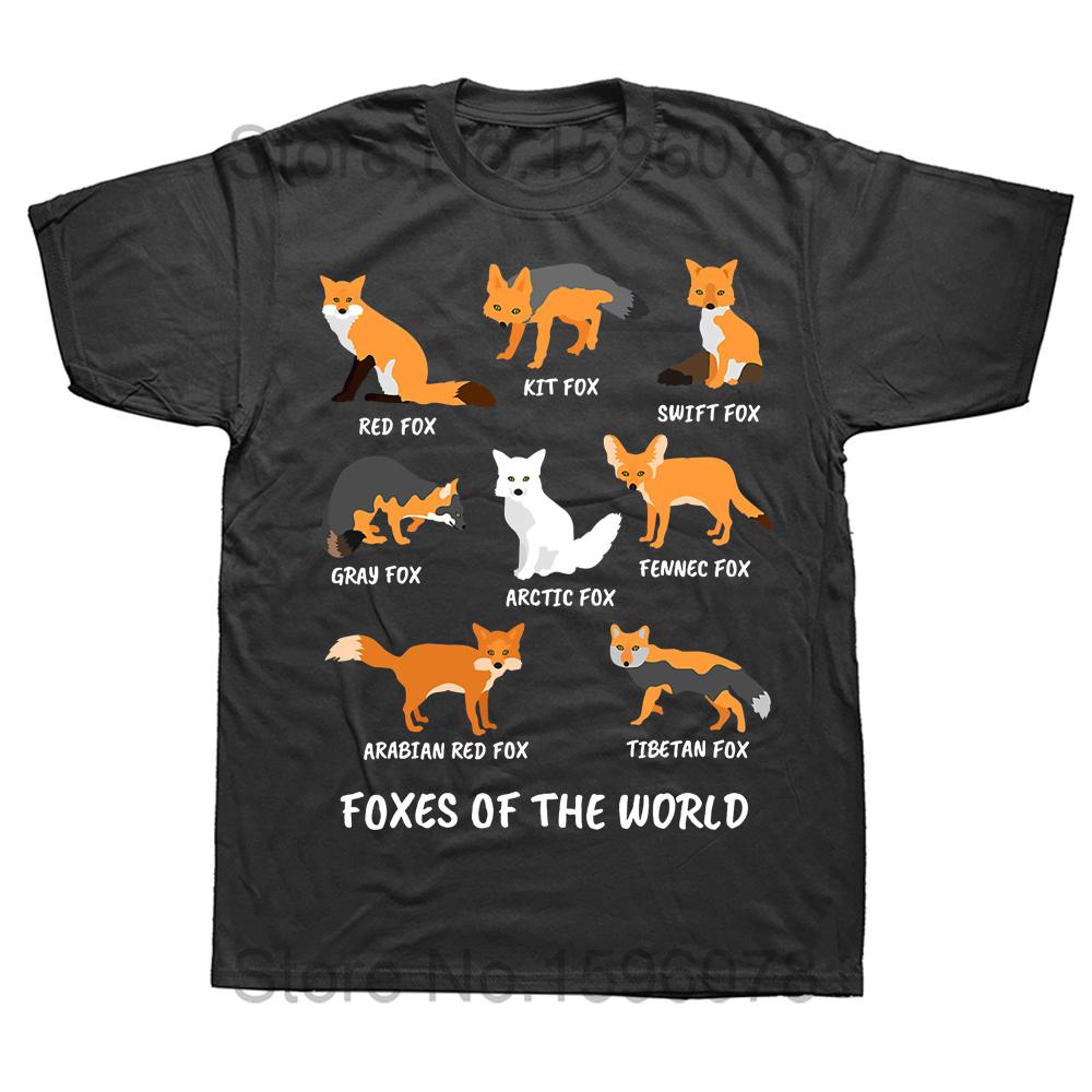 Foxes Of The World Funny Fox Animals Educational T Shirts Summer Graphic Cotton Streetwear Short Sleeve Birthday Gifts T-shirt