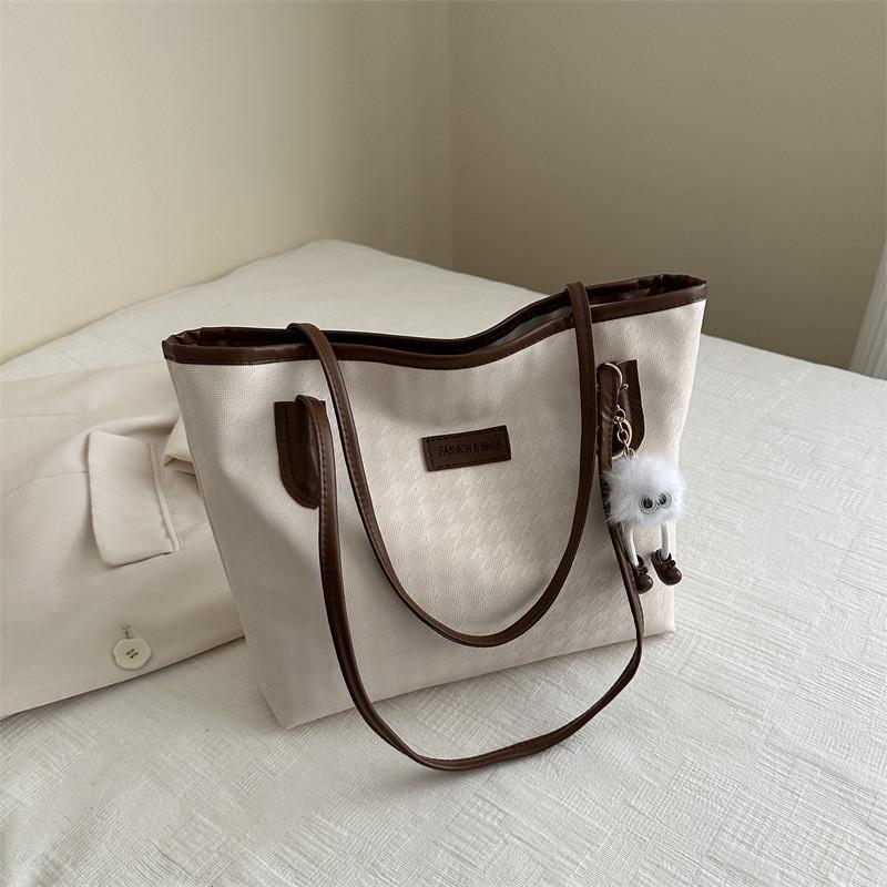 Chic Pu Leather Tote Bag Women 2024 New Spring Fashion Shoulder Bag Student Street Style Commuter Bag кофейный