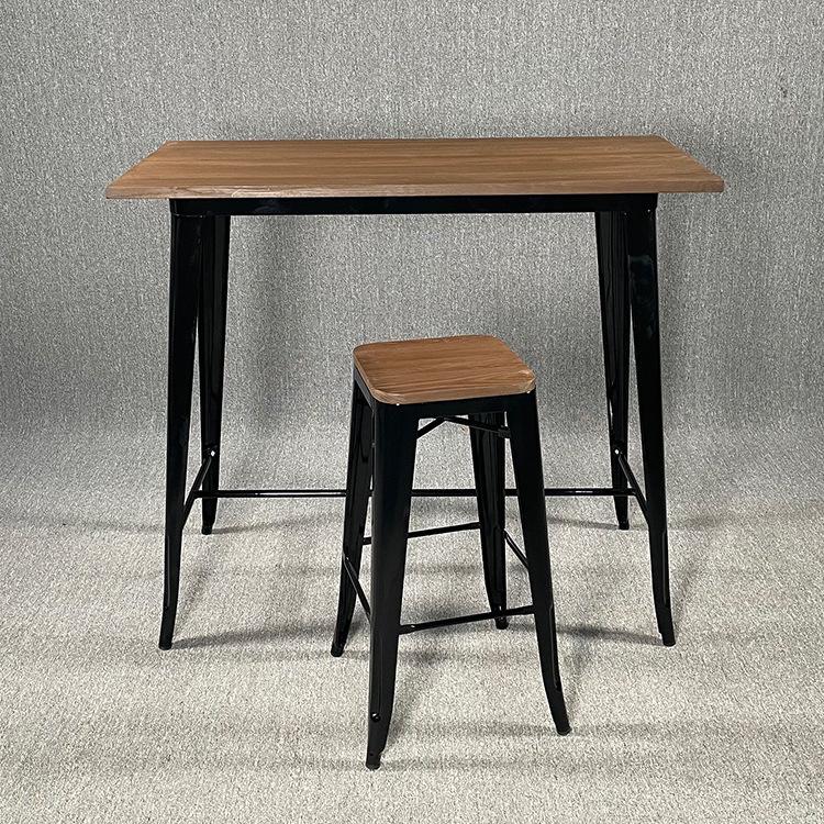 Industrial Style High Leg Wrought Iron Outdoor Dining Table for Cafe and Milk Tea Shops