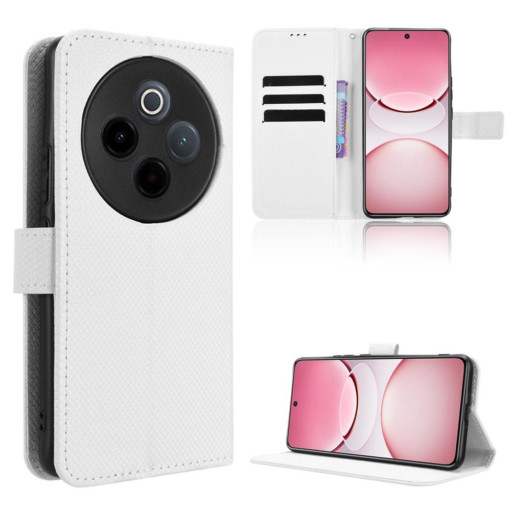 For Vivo Y300 Pro 5G/vivo Y300 Pro+ 5G/vivo iQOO Z10 5G Leather Wallet Case with Strap Diamond Texture Phone Cover