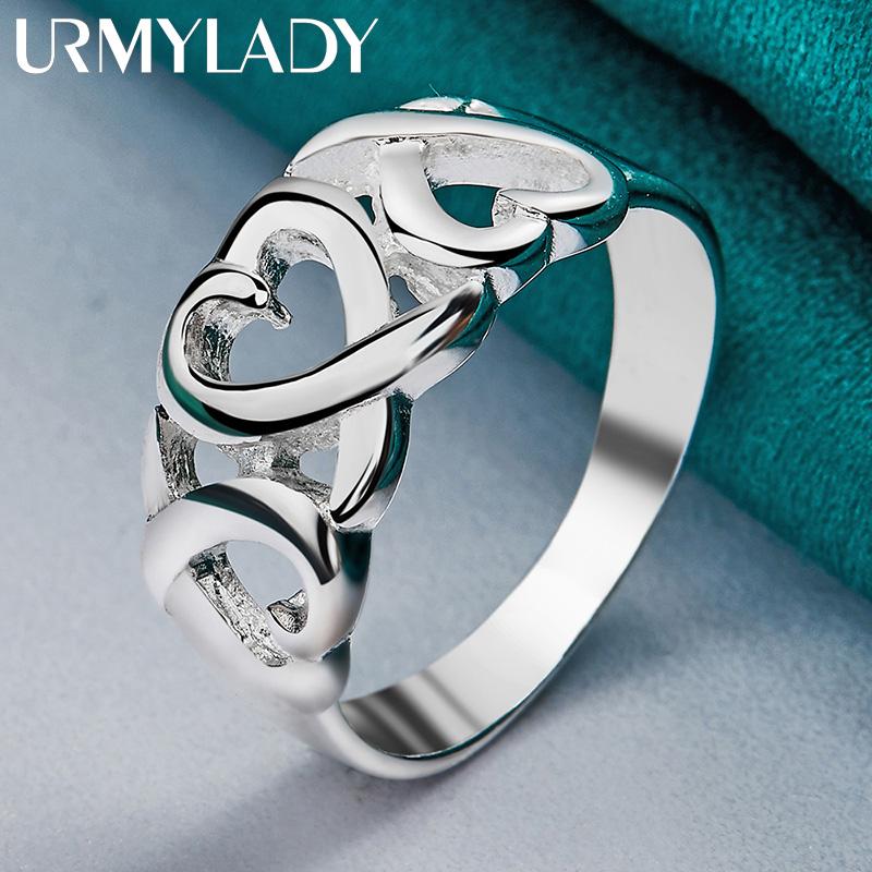 925 Sterling Silver Love Heart 6-10# Ring For Women Fashion Charm Jewelry MR060