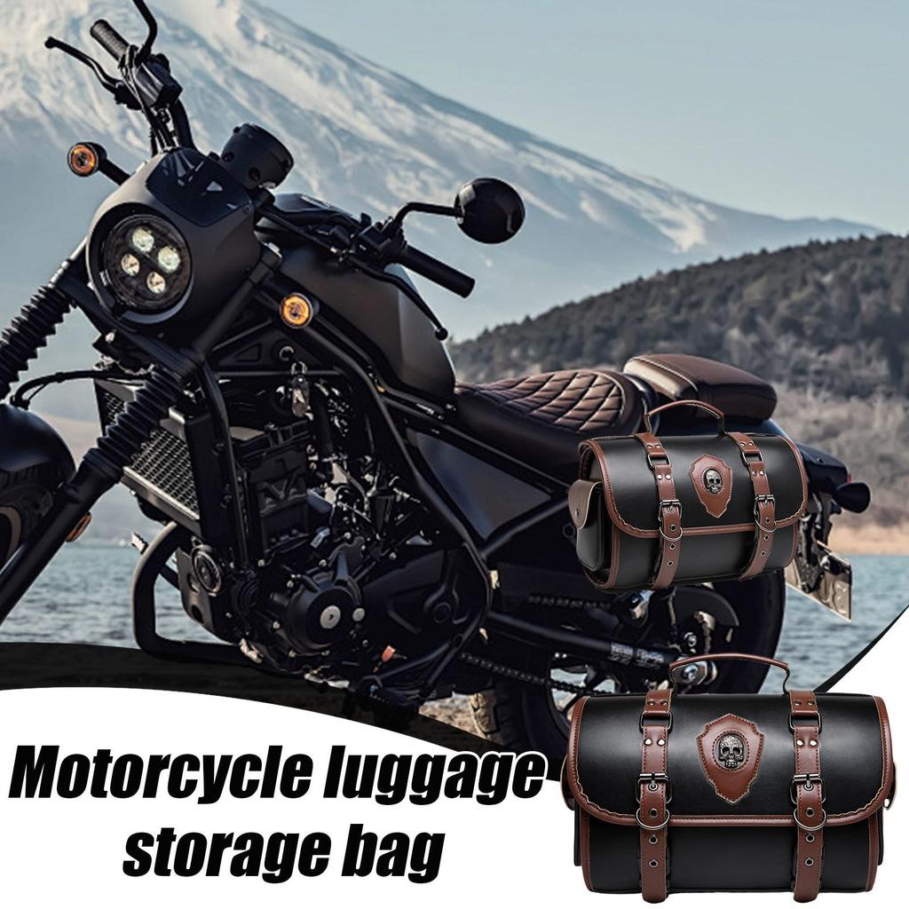 Leather Motorcycle Bag Riding Side Frame Bag Vintage Design Motorcycle Accessories for Rear Seat Side Frame and Electric Scooter