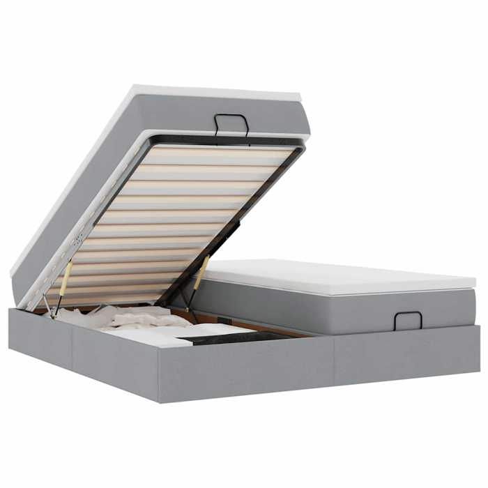 VidaXL Ottoman Bed Frame and Mattress Light Grey 160x200cm Faux Leather, Bed Frame with Storage, Bed Frame 3311234