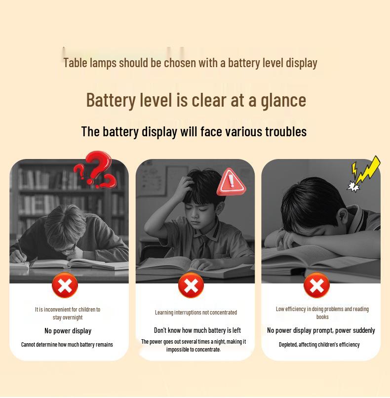 Rechargeable LED Study Lamp with Clock & Pen Holder - Eye Protection for Dorm or Bedside
