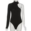 Spring One Shoulder Ribbed Knitted Elegant Bodysuit Skinny Tops Party Sexy Cut Out Bodysuits Clothes For Women