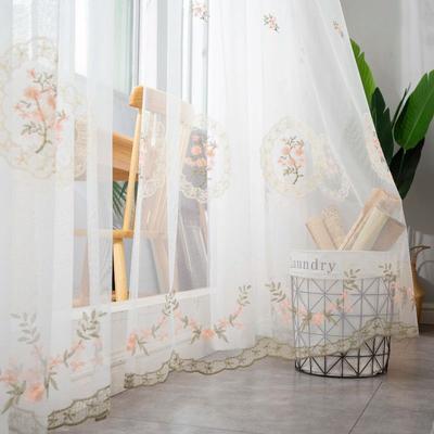 European Embroidered Gauze Curtain Curtain Mesh Finished White Yarn Door Curtain Bedroom Living Room Balcony