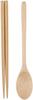 Tatsumiya Spoon Chopsticks Set Slide Magewappa Made in Japan Light Brown 18cm &