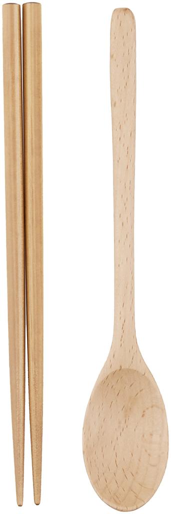 Tatsumiya Spoon Chopsticks Set Slide Magewappa Made in Japan Light Brown 18cm &