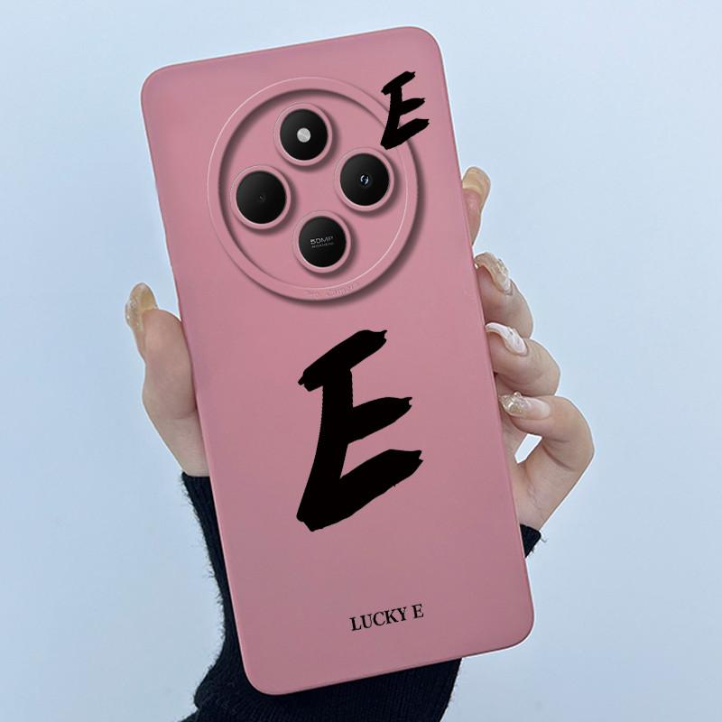 For Xiaomi Redmi 14C 4G A3Pro 4G/ Xiaomi Poco C75 4G M7 5G Case Lucky Initial Letter Liquid Soft Silicone Protective Cover Phone