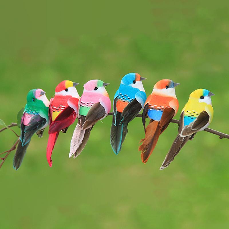 6 Stück Realistische Simulierte Vogeldekoration Mit Natürlichen Federn Und Lebendigen Farben Perfekt Für Garten Hof Haus Party Dekoration Schmuckstück