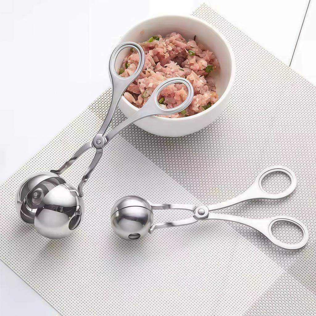 Meat Ball Maker Tool Stainless Steel Clip Round Rice Ball Shaper Spoon Meatball Making Kitchen Gadget for Fish Ball Cooking Tool
