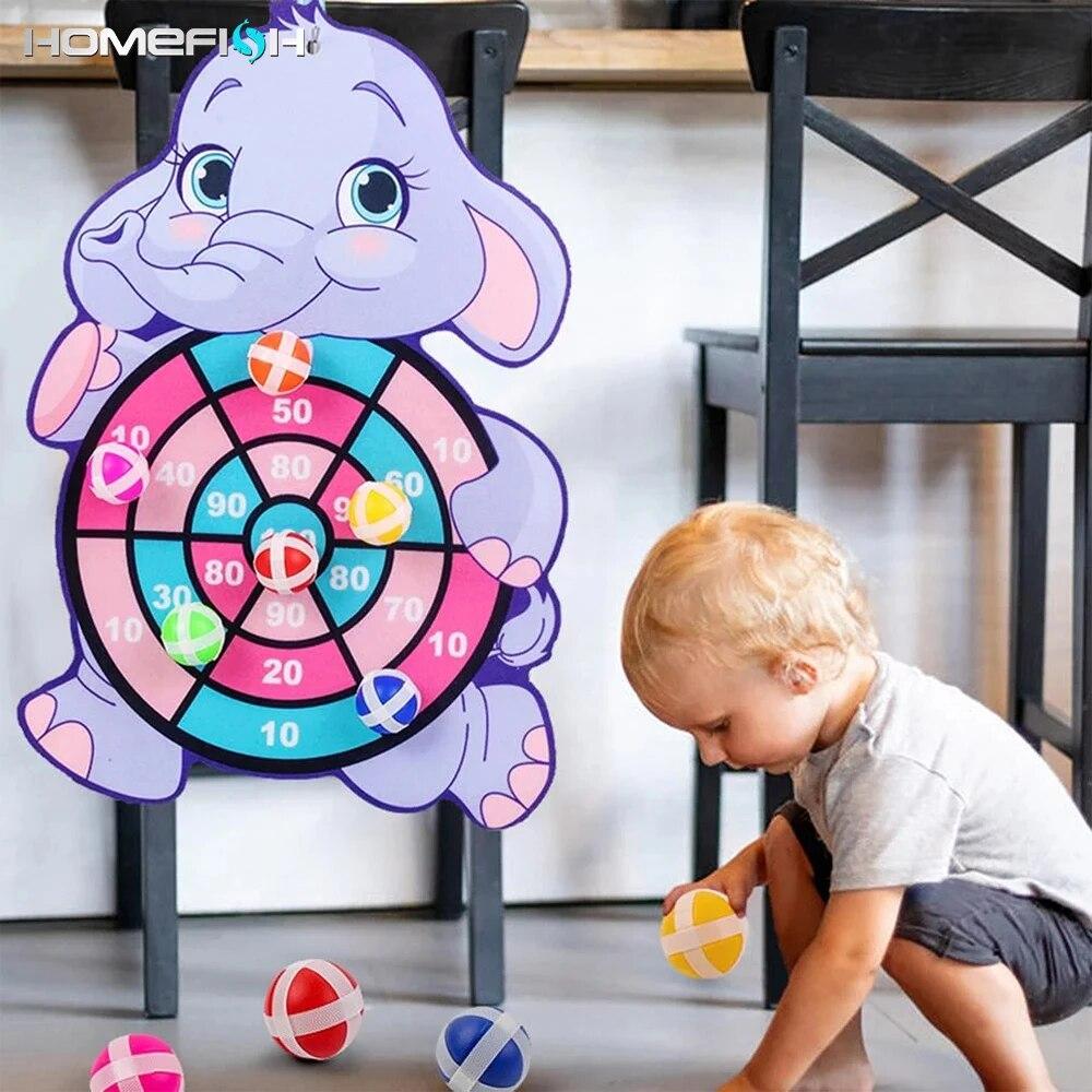 Animal Dart Board for Kids with Sticky Balls Indoor Outdoor Sport Multi Player Party Game.Cartoon Animal Dart Board Toys
