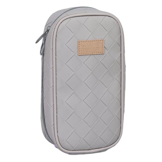 

Водонепроницаемый пенал из искусственной кожи, косметичка, большой вместимости, для школы, офиса серый