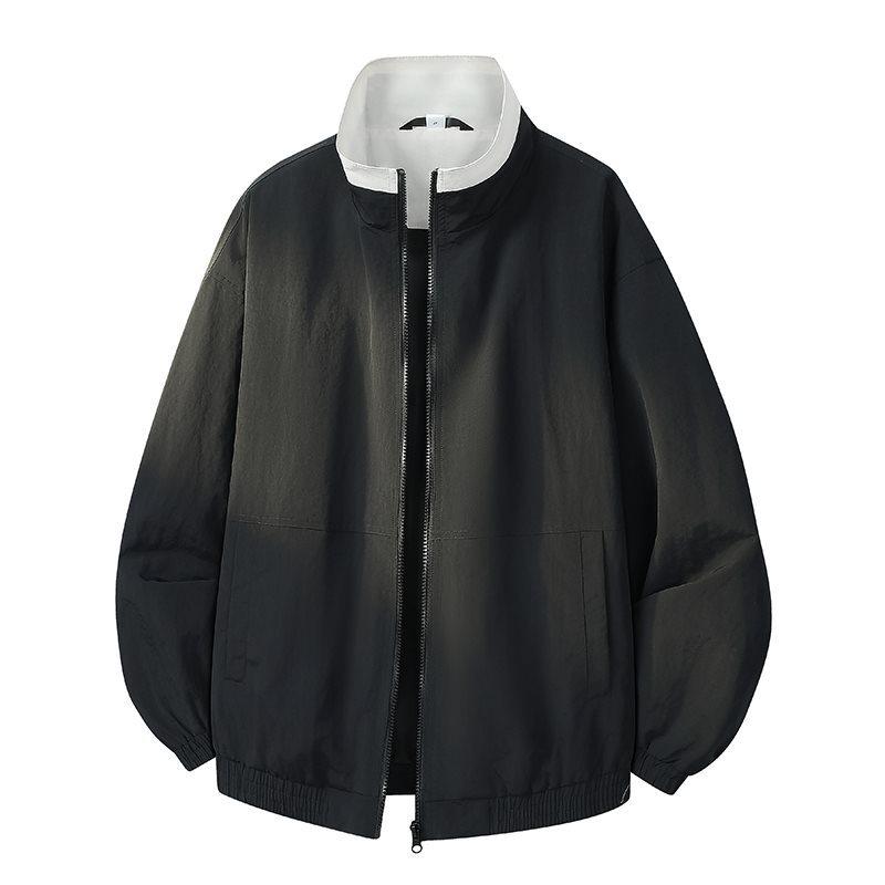 Unisex Retro Color Block Lapel Jacket for Spring/Autumn 2026 - No-Hood Baseball Style