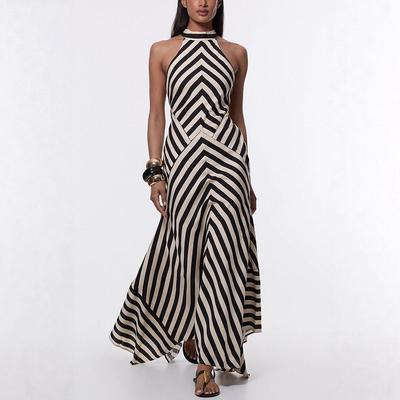 Neues ärmelloses, rückenfreies gestreiftes Strickkleid für Damen für den Sommer