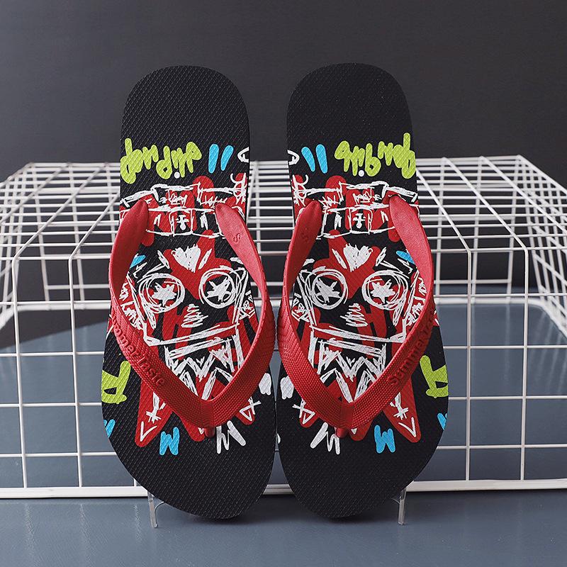 New Flip-flops Men's Summer Trend Outer Wear Flats Personalized Totem Pinch Beach Slippers