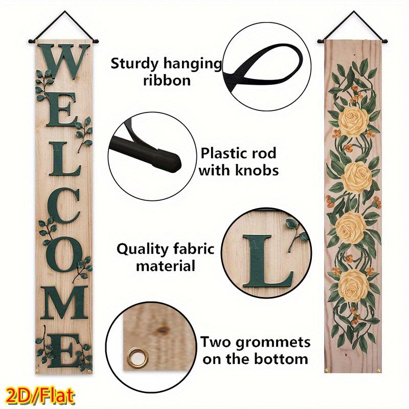 Wedding Couplet Banner Floral Hooks Foliage Roses 1 Pair 179.83x30.48cm Indoor Outdoor Decor