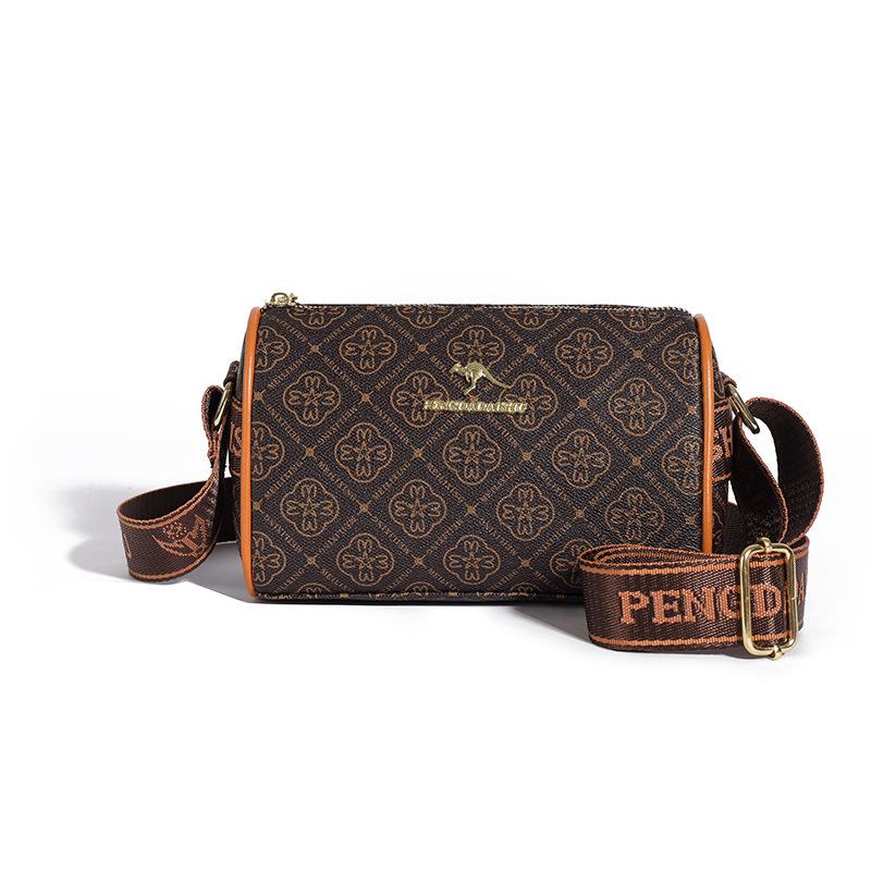 

2025 новая женская модная сумка-подушка через плечо с косым клапаном, универсальная, с принтом, большой вместимости, женская сумка на плечо темно-коричневого