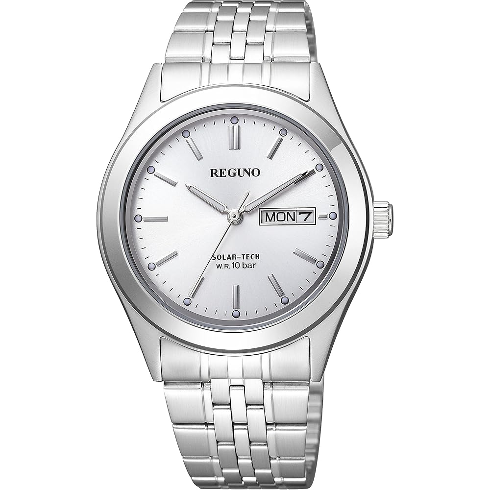 Citizen Reguno Solar Waterproof Simple Men s Business Watch Silver Metal Date Day Second Hand Luminous