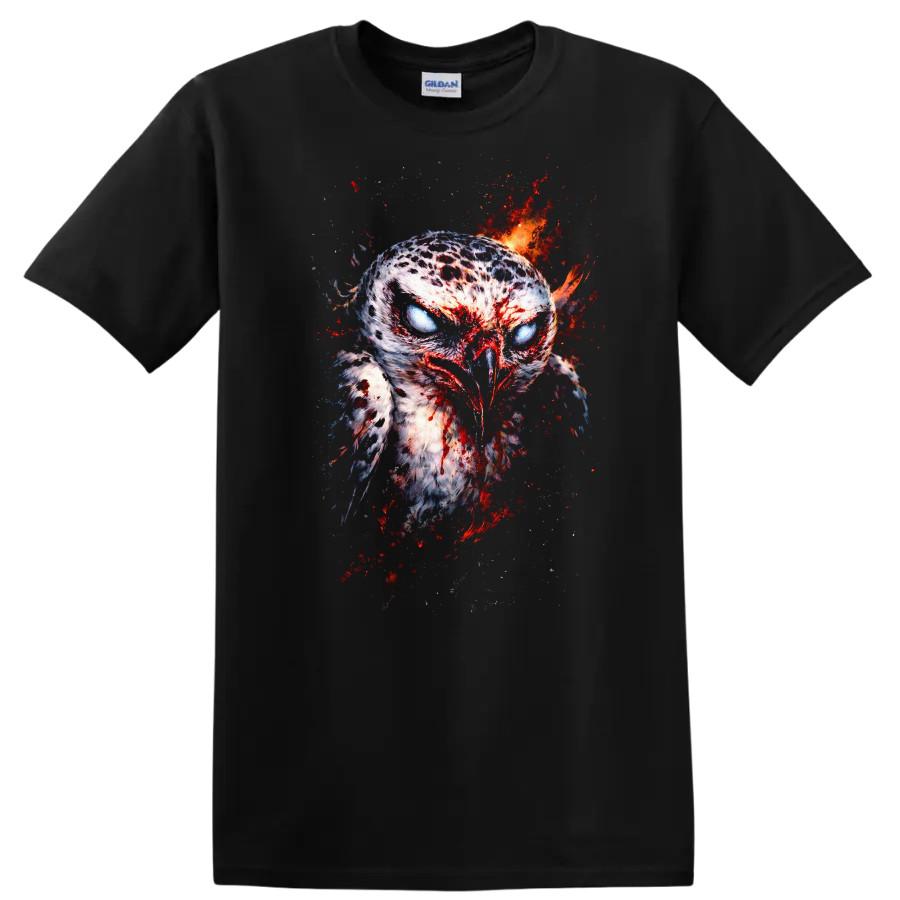 Owl Graphic T Shirt Fire Art Cool Animal Design Tee Unique Gift Idea