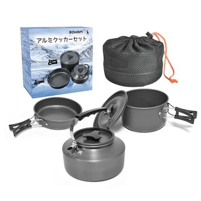 CCYCCL Camp Cookware Set - Camping Gear - JFSL Certified - Includes Aluminum Pot, Cookware Set, Outdoor Kettle, Cooker, Frying Pan, Disaster Preparedn