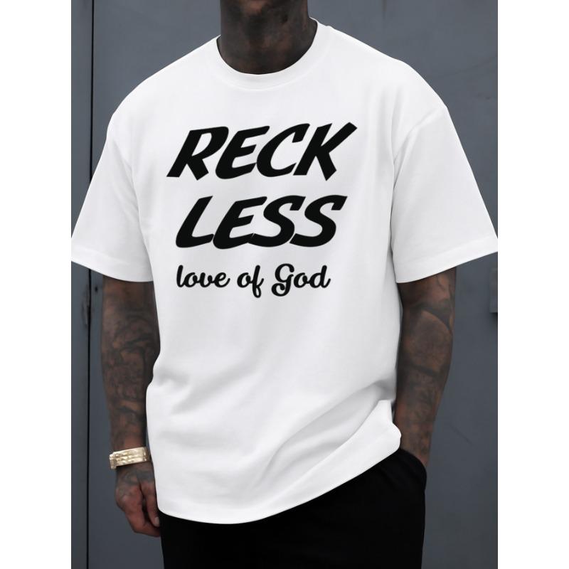 

European Size Reckless Love Of God Tee Men T-Shirts _ White Vintage-Inspired, Comfortable Fit, All-Season Fitness Top, Stylish And Sporty Look S чёрный