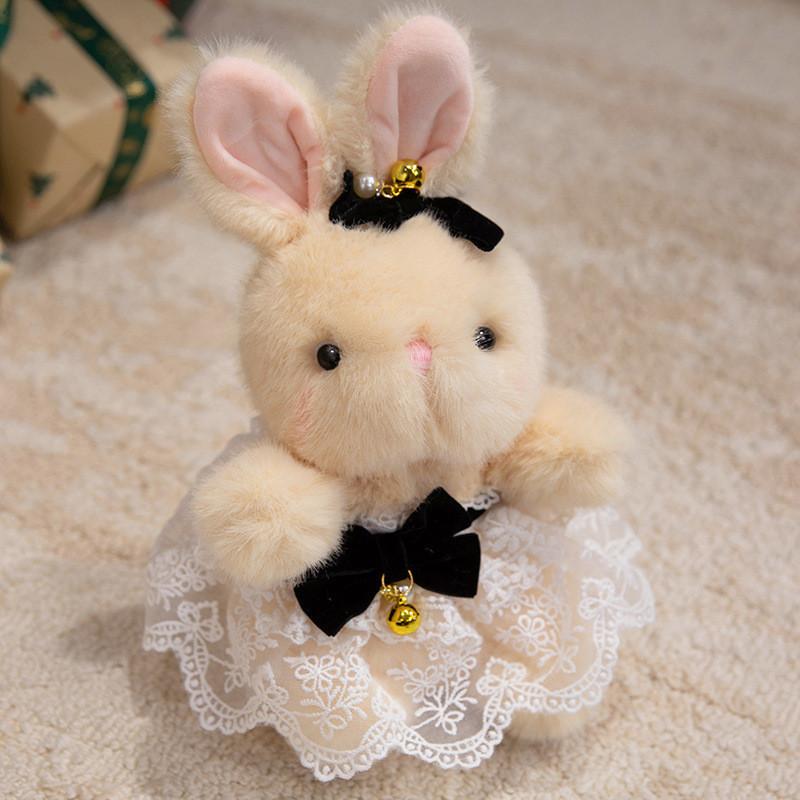 Cute Sitting Posture Rabbit Sweater Lace Skirt Simulated Pearl Decor Plush Doll For Girls Birthday Gift Collection