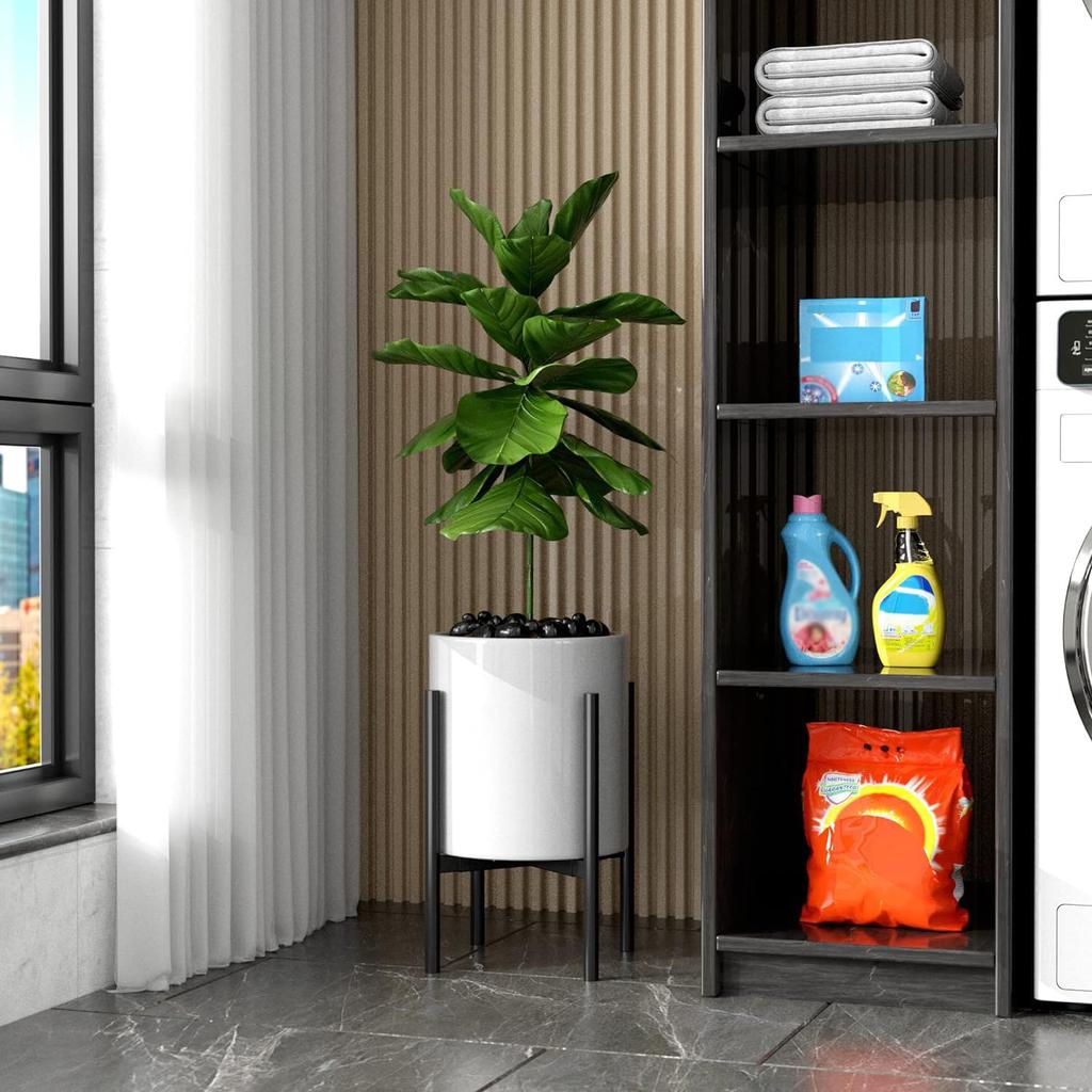 EKNITEY Adjustable Flower Adjustable Width Indoor Outdoor Flower Metal Plant Stylish Flower 1 Pot Stand Stand, 20-30cm, Stand, Rack, Stand, (Black)