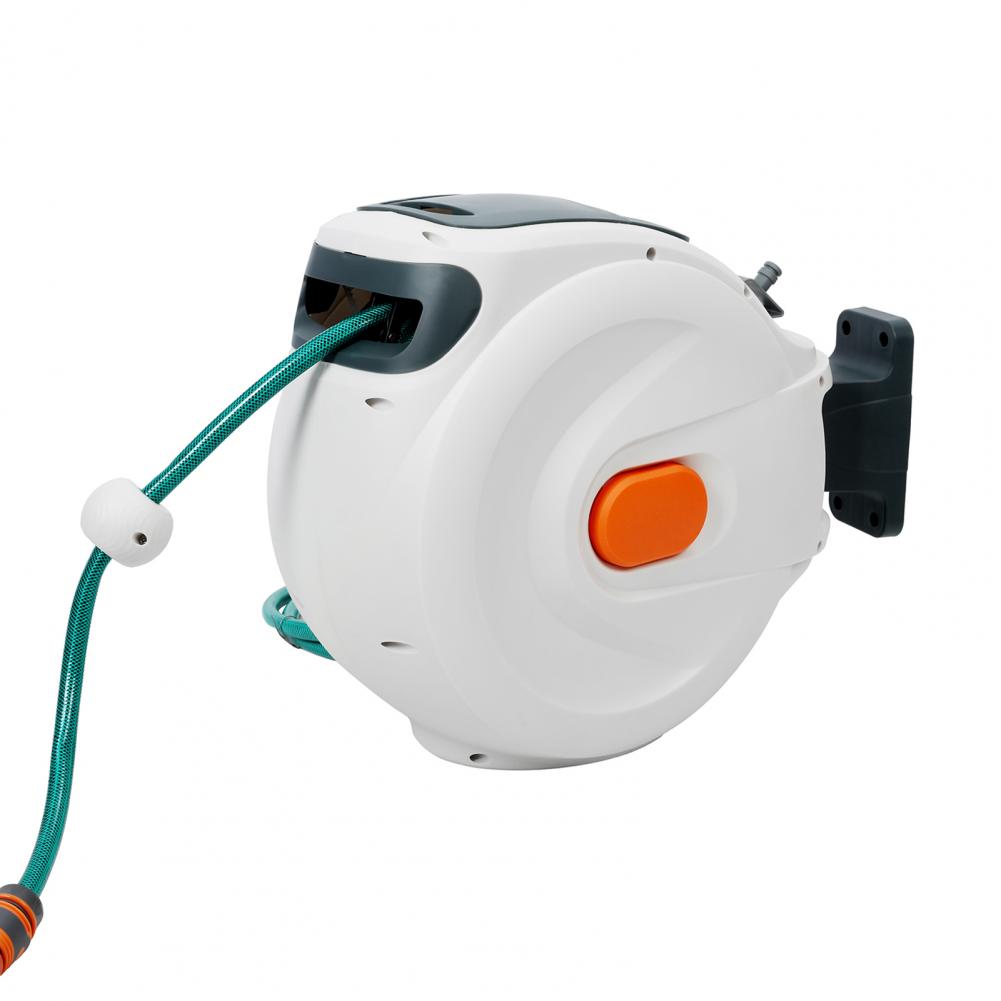 Retractable Wall Mounted Automatic Hose Reel - Slow Return System Any Length Lock 180° Swivel