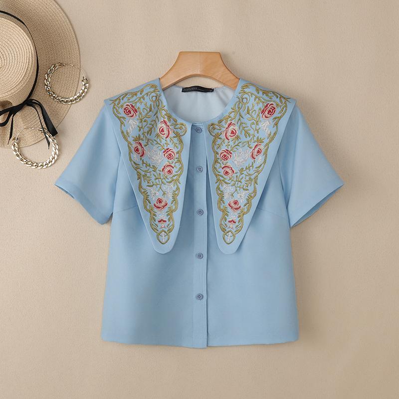ZANZEA Women Floral Print Splice Round Neck Casual Short Sleeve Blouse M