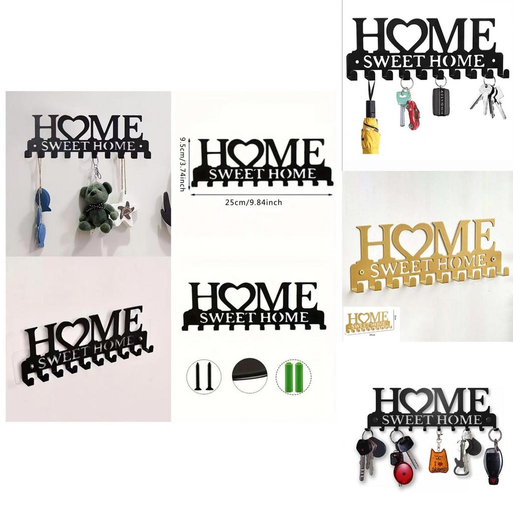 Modern Iron Home Letter Key Towel Organizer With Screw Mount For Household Storage