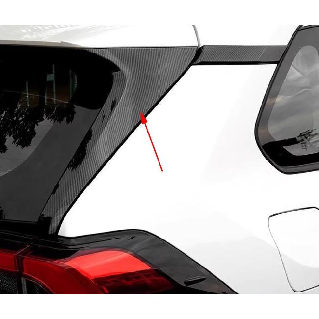 Car Accessories Fit for Toyota RAV4 2019-2025 Exterior ABS Rear Spoiler Wing Side Beveled Window Sill Pillar Molding Cover Trim (Carbon Fiber) 2PCS